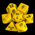 Koplow Opaque Yellow & Black 7 Dice Polyset