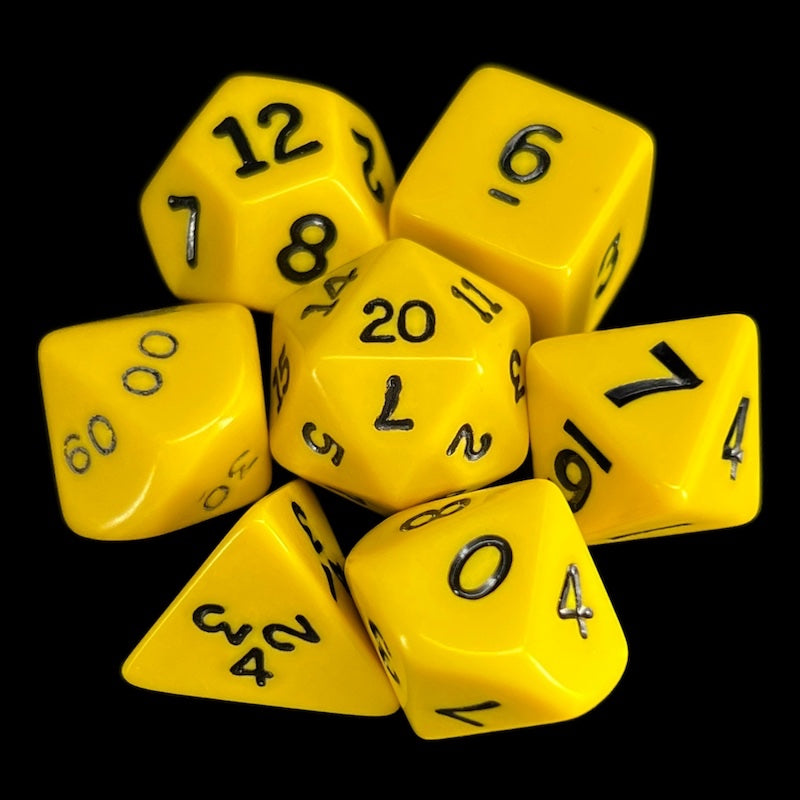 Koplow Opaque Yellow & Black 7 Dice Polyset