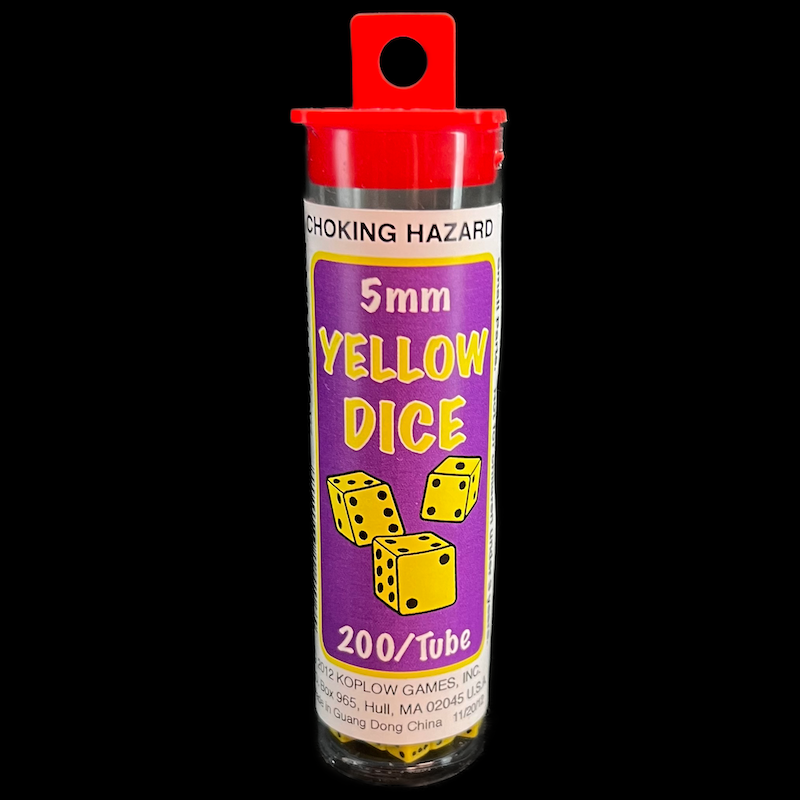 Koplow Opaque Yellow & Black MINI 5mm 200 x D6 Spot Dice Set