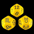 Koplow Opaque Yellow Astrology 3 x D12 Dice Set