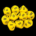 Koplow Opaque Yellow & Black 10 x D10 Dice Set