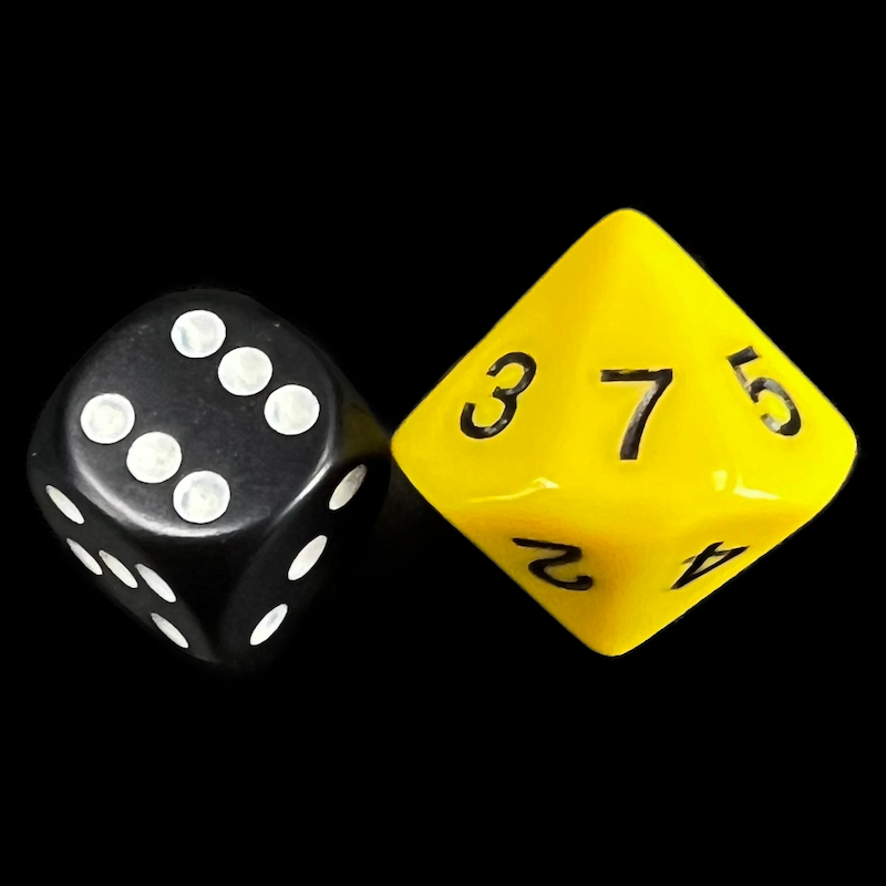 Koplow Opaque Yellow & Black 20mm D7 Dice
