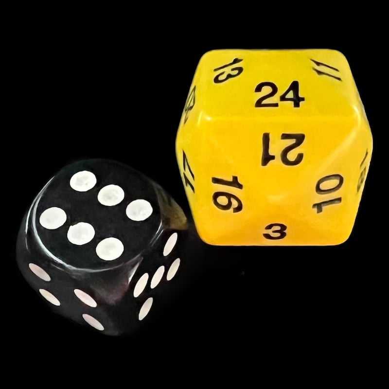 Koplow Opaque Yellow & Black D24 Dice