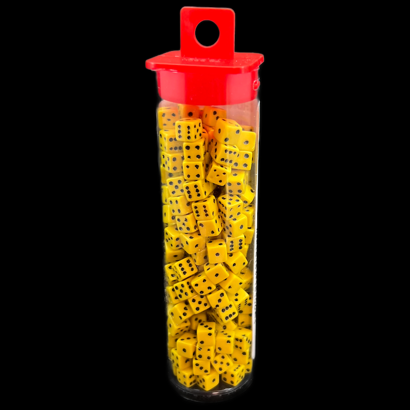 Koplow Opaque Yellow & Black MINI 5mm 200 x D6 Spot Dice Set
