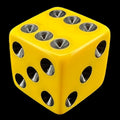 Koplow Opaque Yellow & Black Square Cornered 16mm D6 Spot Dice