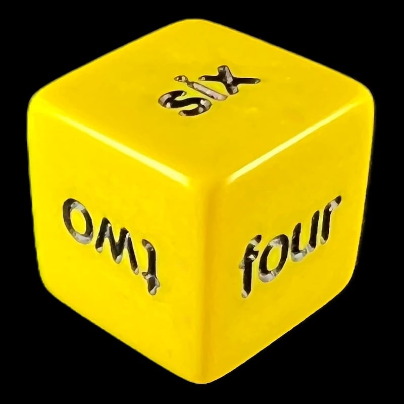 Koplow Opaque Yellow Word Number D6 Dice