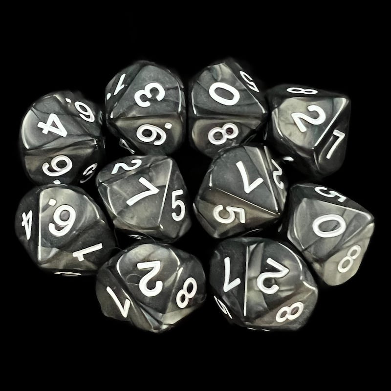 Koplow Pearl Charcoal 10 x D10 Dice Set
