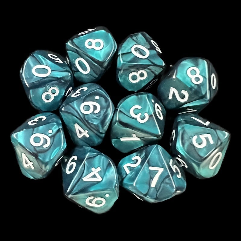 Koplow Pearl Emerald 10 x D10 Dice Set