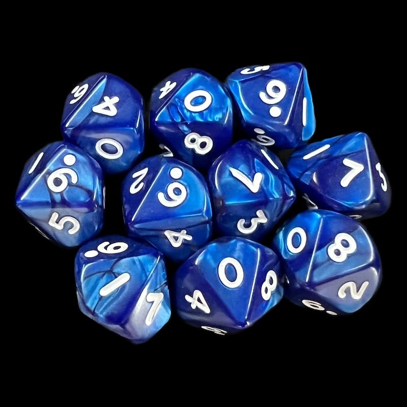 Koplow Pearl Navy 10 x D10 Dice Set