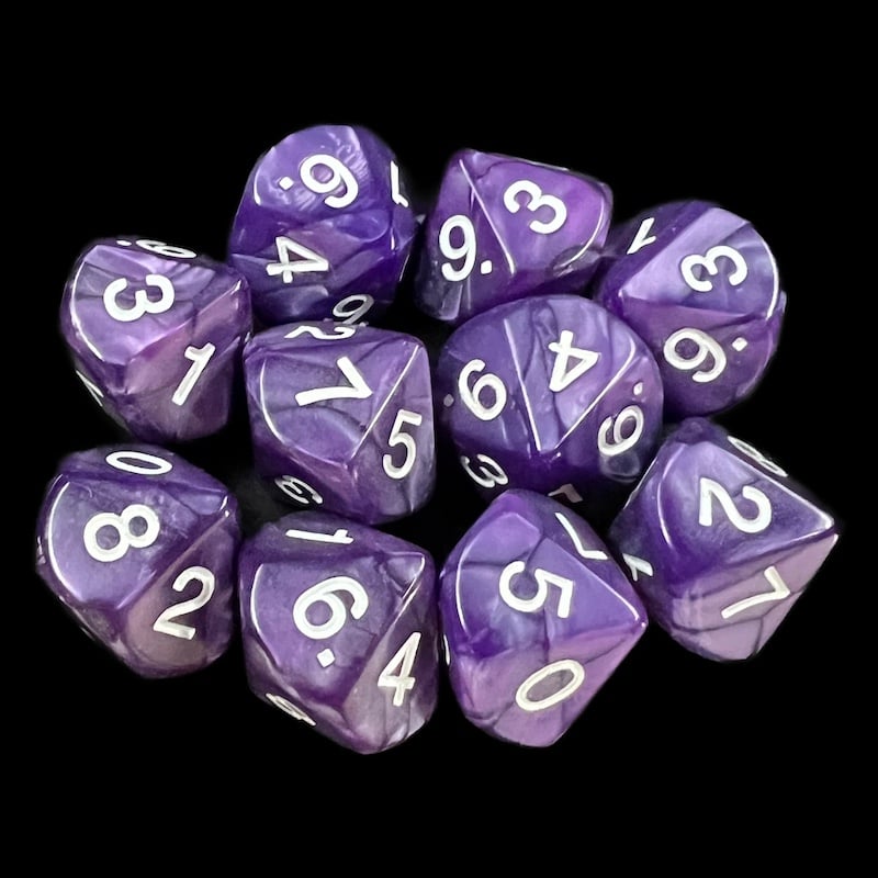 Koplow Pearl Purple 10 x D10 Dice Set