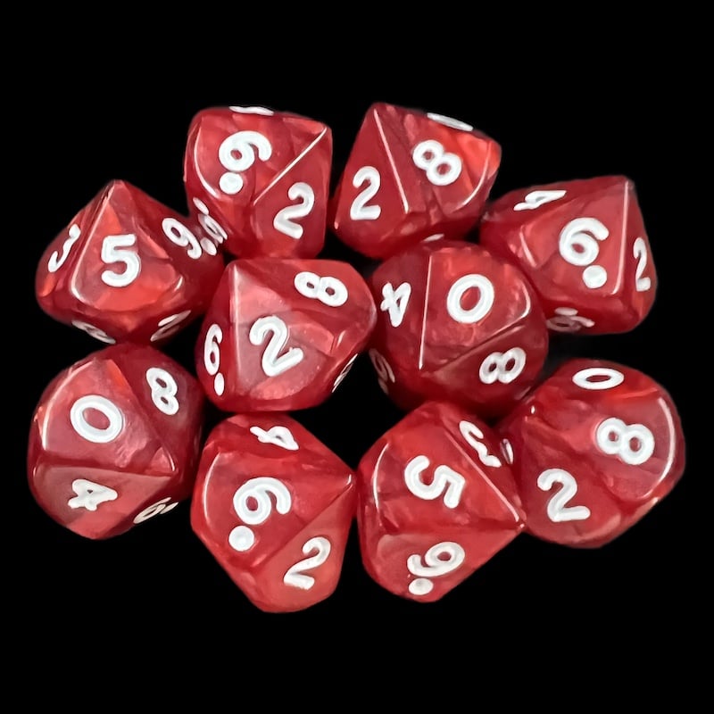 Koplow Pearl Red 10 x D10 Dice Set