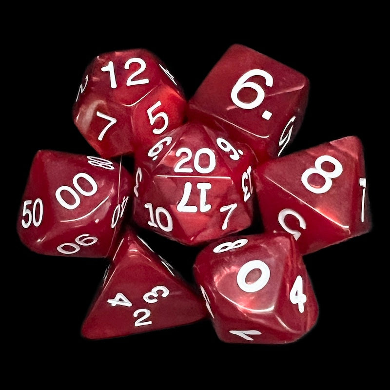 Koplow Pearl Red 7 Dice Polyset