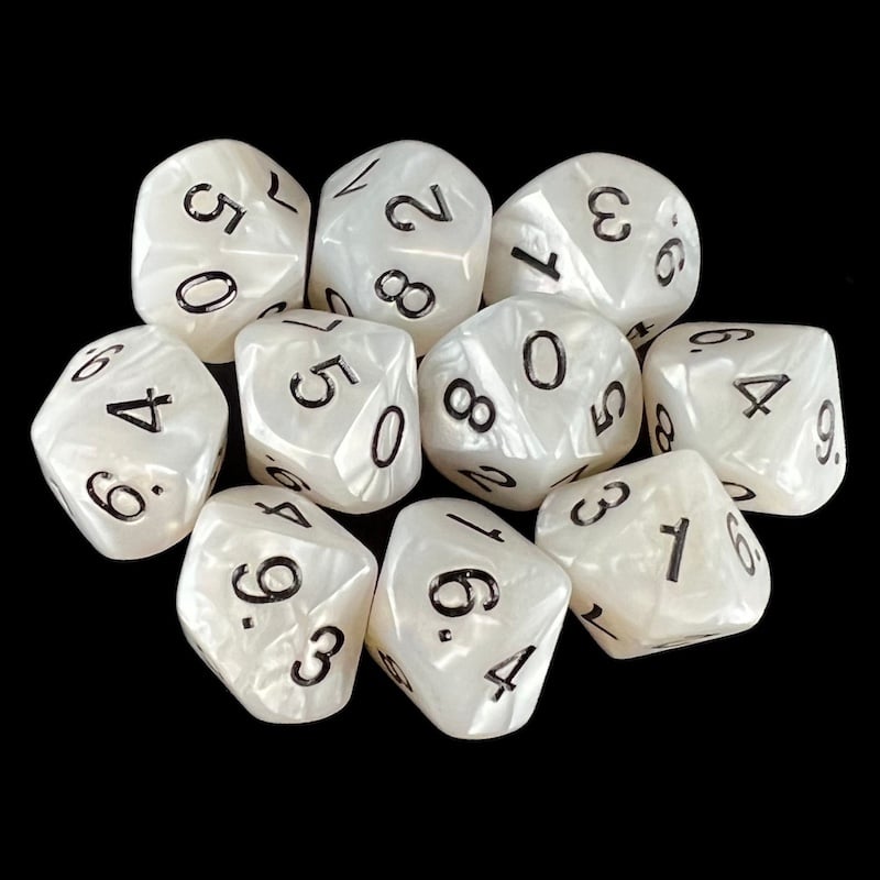 Koplow Pearl White 10 x D10 Dice Set