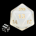 Koplow Pearl White Gold MASSIVE Spindown  / Countdown 55mm D20 Dice
