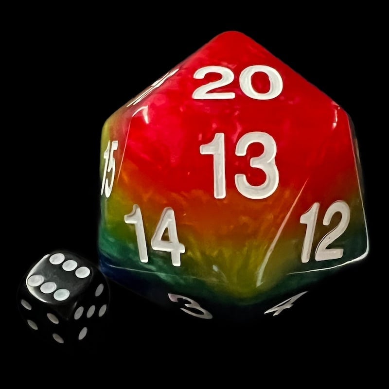Koplow Rainbow MASSIVE 55mm Countdown D20 Dice NUMBERED LIMITED EDITION