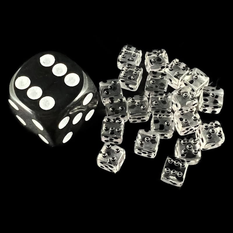 Koplow Transparent Clear 5mm 20 x D6 Spot Dice Set