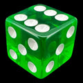 Koplow Transparent Green Square Cornered 16mm D6 Spot Dice