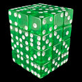 Koplow Transparent Green Square Cornered 36 x D6 Dice Set