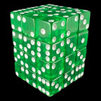Koplow Transparent Green Square Cornered 36 x D6 Dice Set