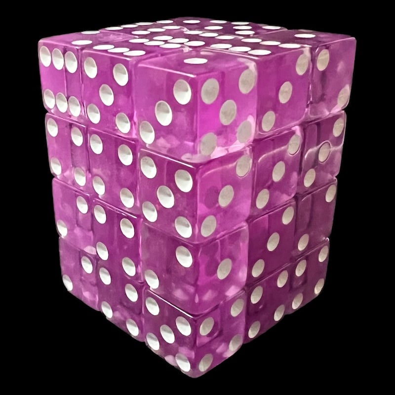Koplow Transparent Orchid Square Cornered 36 x D6 Dice Set