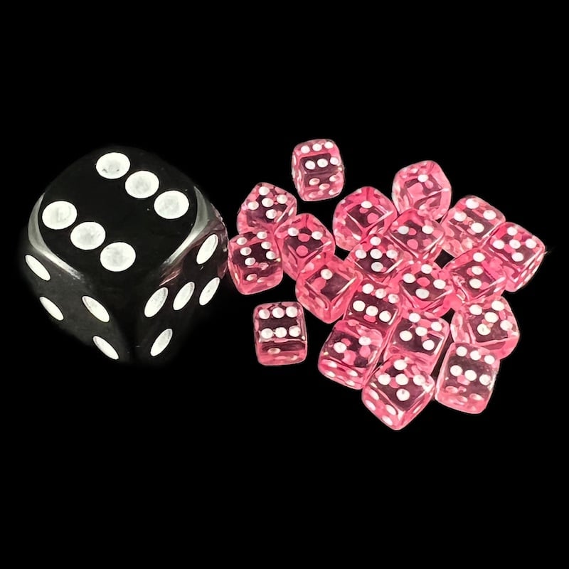 Koplow Transparent Pink 5mm 20 x D6 Spot Dice Set