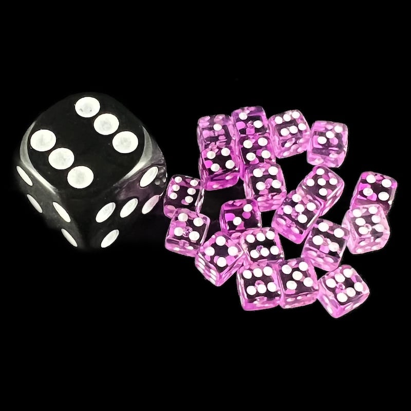 Koplow Transparent Purple 5mm 20 x D6 Spot Dice Set