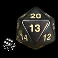 Koplow Transparent Smoke Gold MASSIVE Spindown  / Countdown 55mm D20 Dice