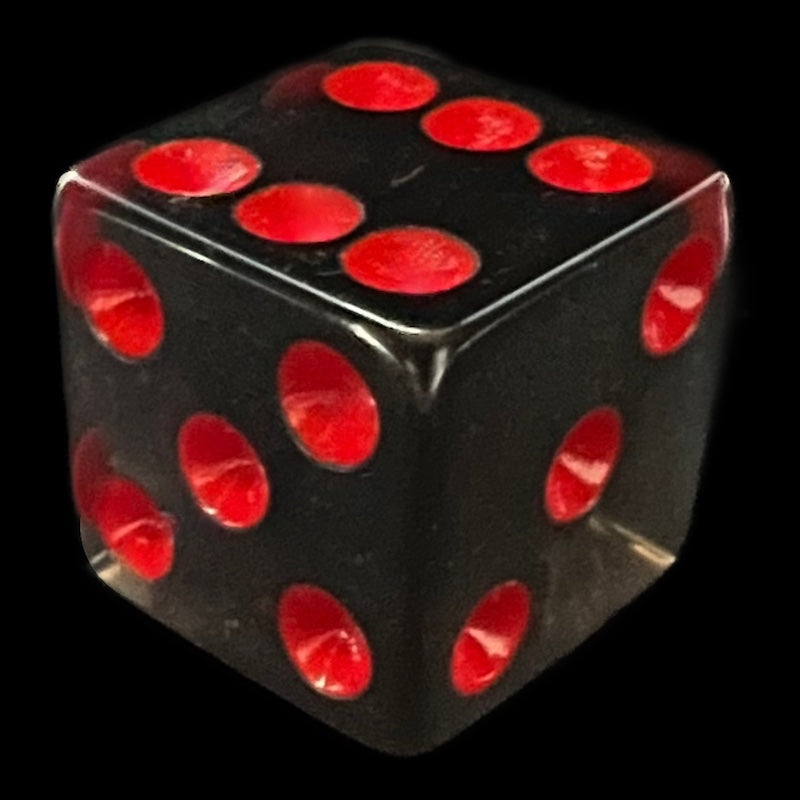 Koplow Transparent Smoke & Red Square Cornered 16mm D6 Spot Dice