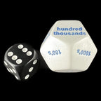 Koplow White & Blue Place Value 1's to 100K JUMBO 28mm D12 Dice