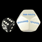 Koplow White & Blue Place Value 1's to 100K JUMBO 28mm D12 Dice