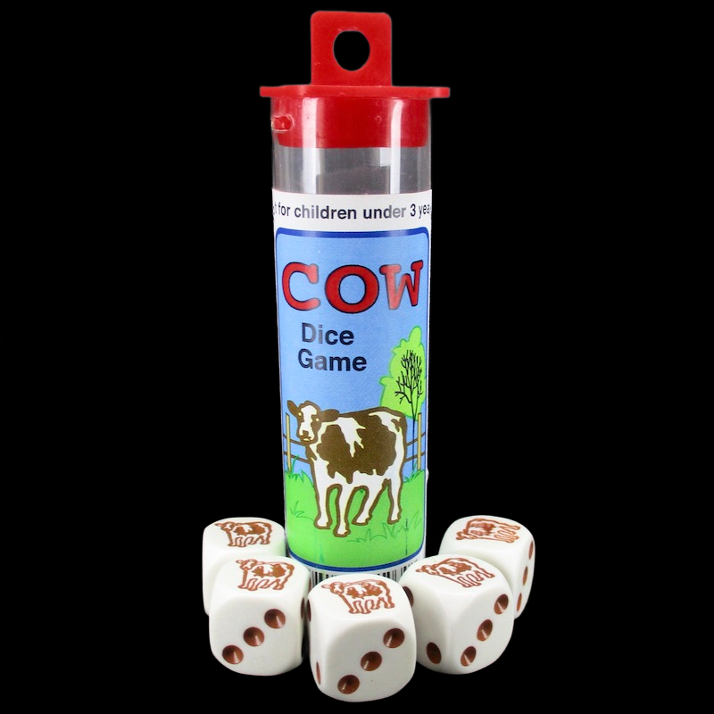 Koplow Opaque 5 x D6 Animal Dice Game - Cow Brown
