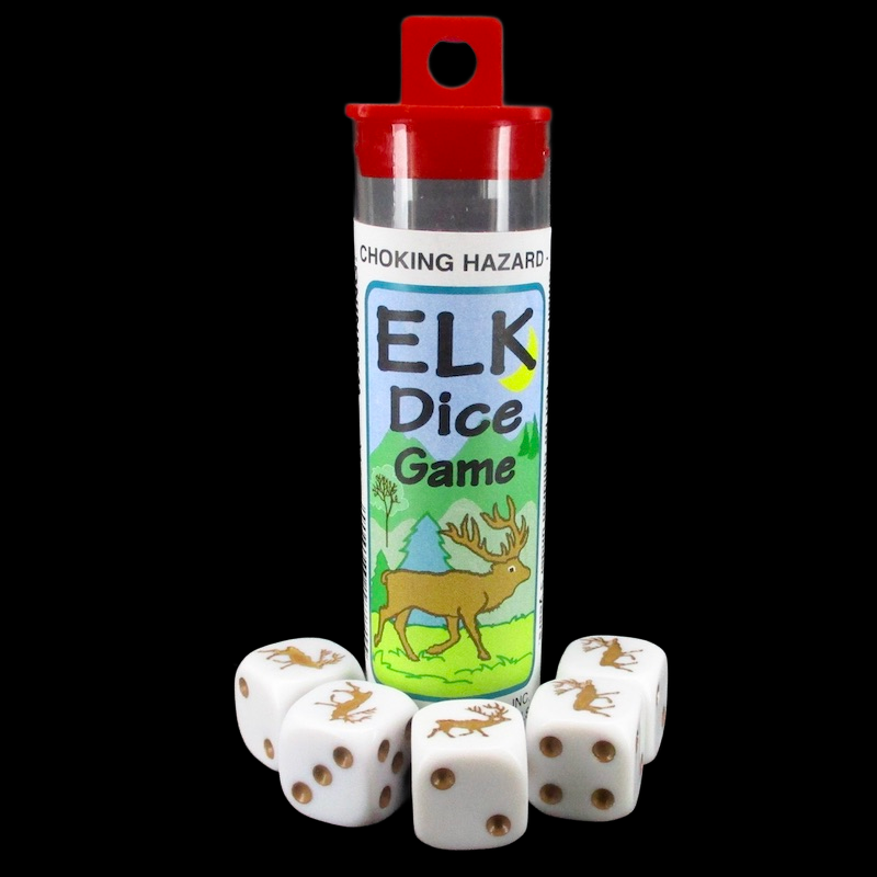 Koplow Opaque 5 x D6 Animal Dice Game - Elk