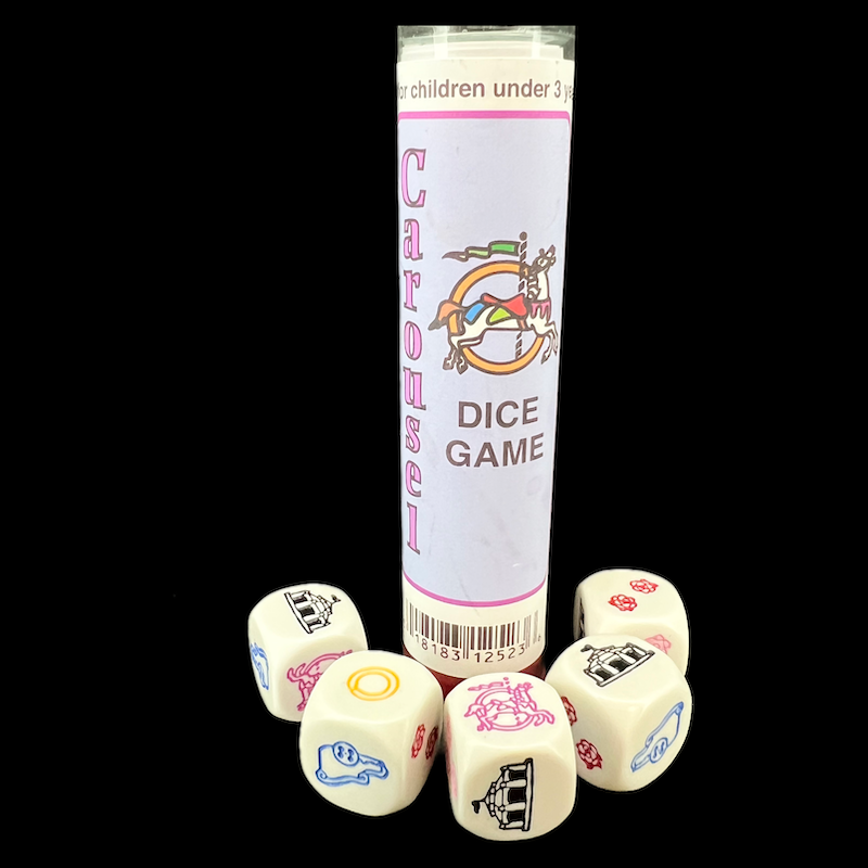 Koplow White & Multi Colour Carousel Fairground 18mm 6 x D6 Dice Game