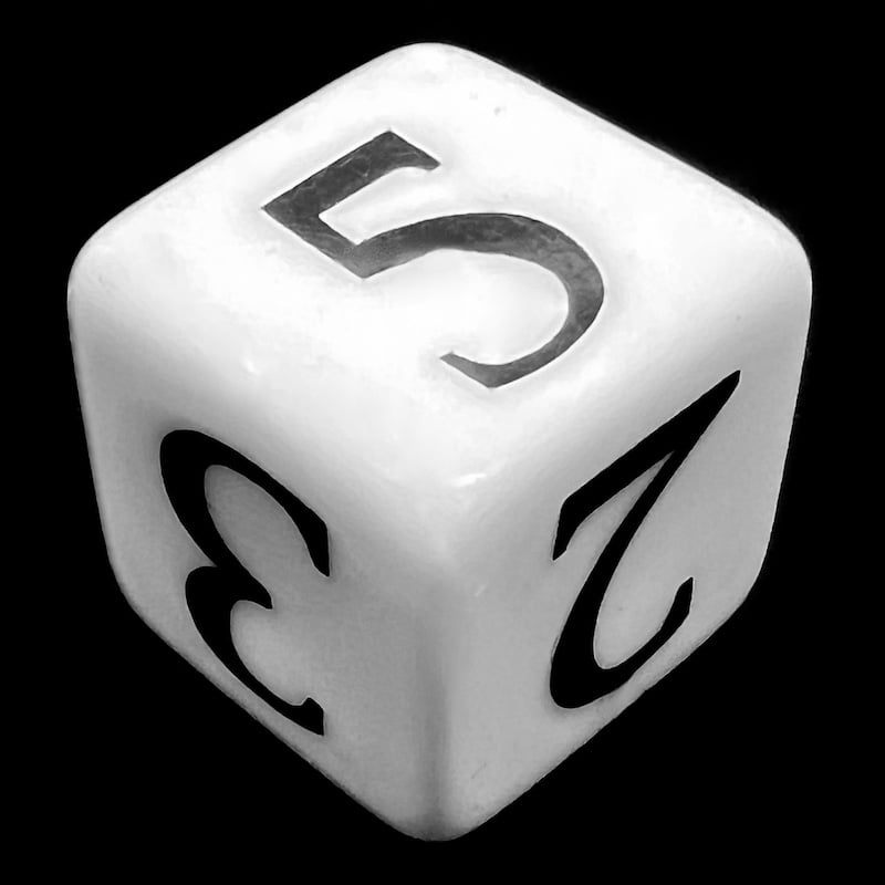 CLEARANCE Magister Militum Opaque White & Black Average D6 Dice
