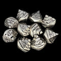 HALF PRICE CLEARANCE  TDSO Metal Tiger Stripe Antique Silver & Black 10 x D10 Dice Set