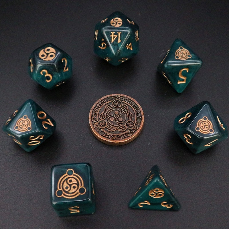 Dice Tomes Monk 7 Dice Polyset + Coin