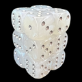 UK Made Dice Pearl Shimmer Ice with Silver 12 x D6 Dice Set