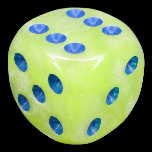 UK Made Dice Pearlescent Lemon &amp; Ice 16mm D6 Spot Dice