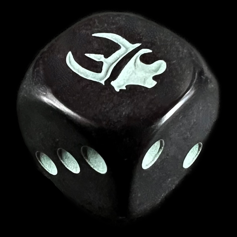 HALF PRICE CLEARANCE Opaque Black & Mint Green Munchkin D6 Spot Dice OOP
