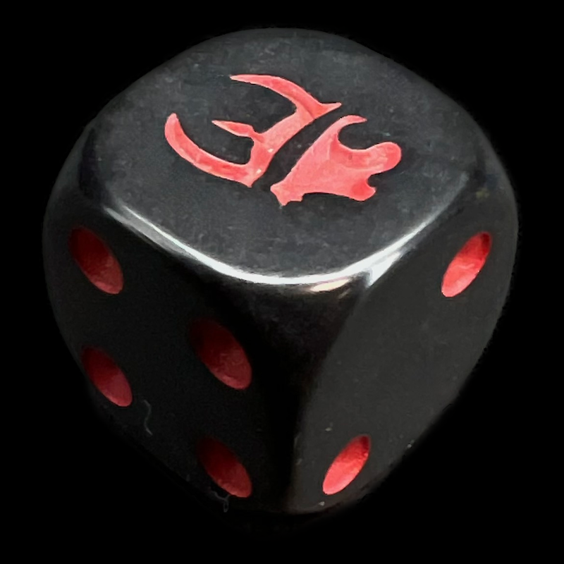 HALF PRICE CLEARANCE Opaque Black & Red Munchkin D6 Spot Dice OOP