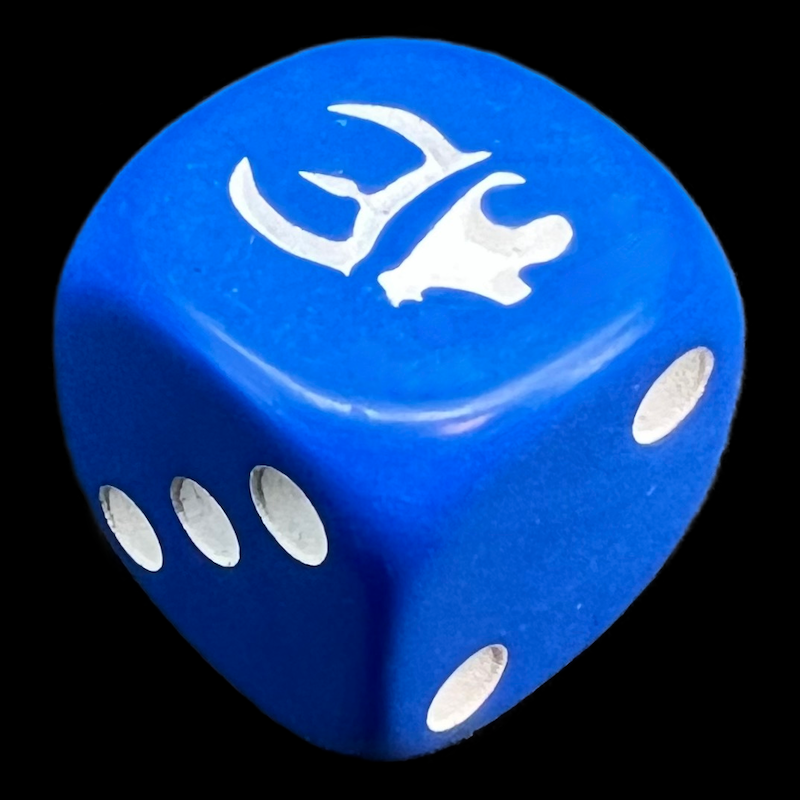 HALF PRICE CLEARANCE Opaque Blue & White Munchkin D6 Spot Dice OOP