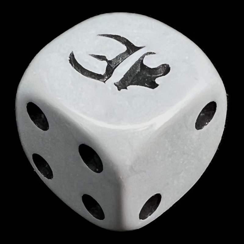 HALF PRICE CLEARANCE Opaque Grey & Black Munchkin D6 Spot Dice OOP