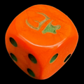 HALF PRICE CLEARANCE Opaque Orange & Dark Green Munchkin D6 Spot Dice OOP