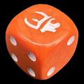 HALF PRICE CLEARANCE Opaque Orange & White Munchkin D6 Spot Dice OOP