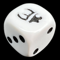 HALF PRICE CLEARANCE Opaque White & Black Munchkin D6 Spot Dice OOP