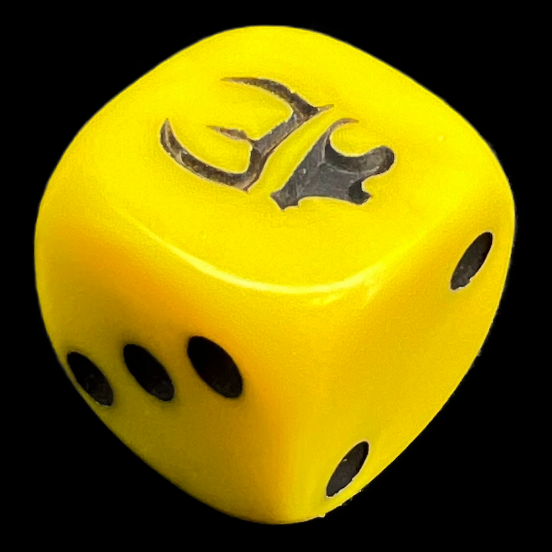 HALF PRICE CLEARANCE Opaque Yellow & Black Munchkin D6 Spot Dice OOP