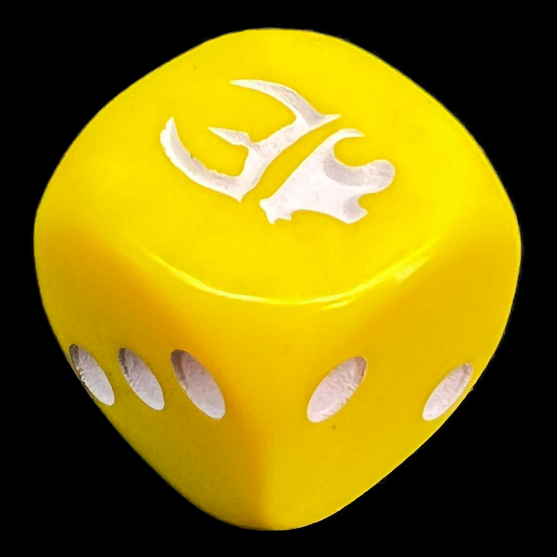 HALF PRICE CLEARANCE Opaque Yellow & White Munchkin D6 Spot Dice OOP