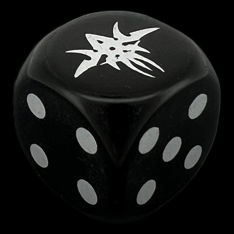 HALF PRICE CLEARANCE Opaque Black & Silver Alien Logo D6 Spot Dice
