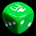 HALF PRICE CLEARANCE Opaque Green & White Munchkin D6 Spot Dice OOP