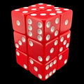 Koplow Opaque Red & White Square Cornered 12 x D6 Dice Set